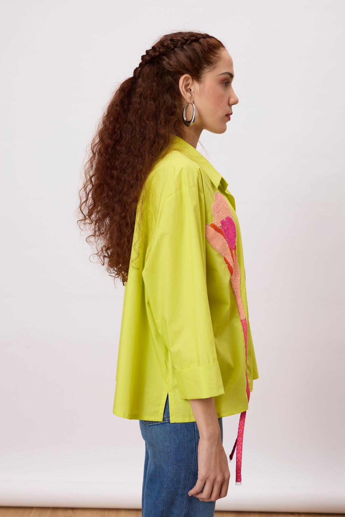 Anne Applique Sulphur Lime Shirt