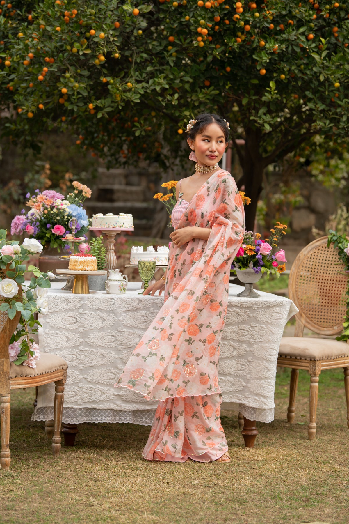 Pink Citrus Organza Saree