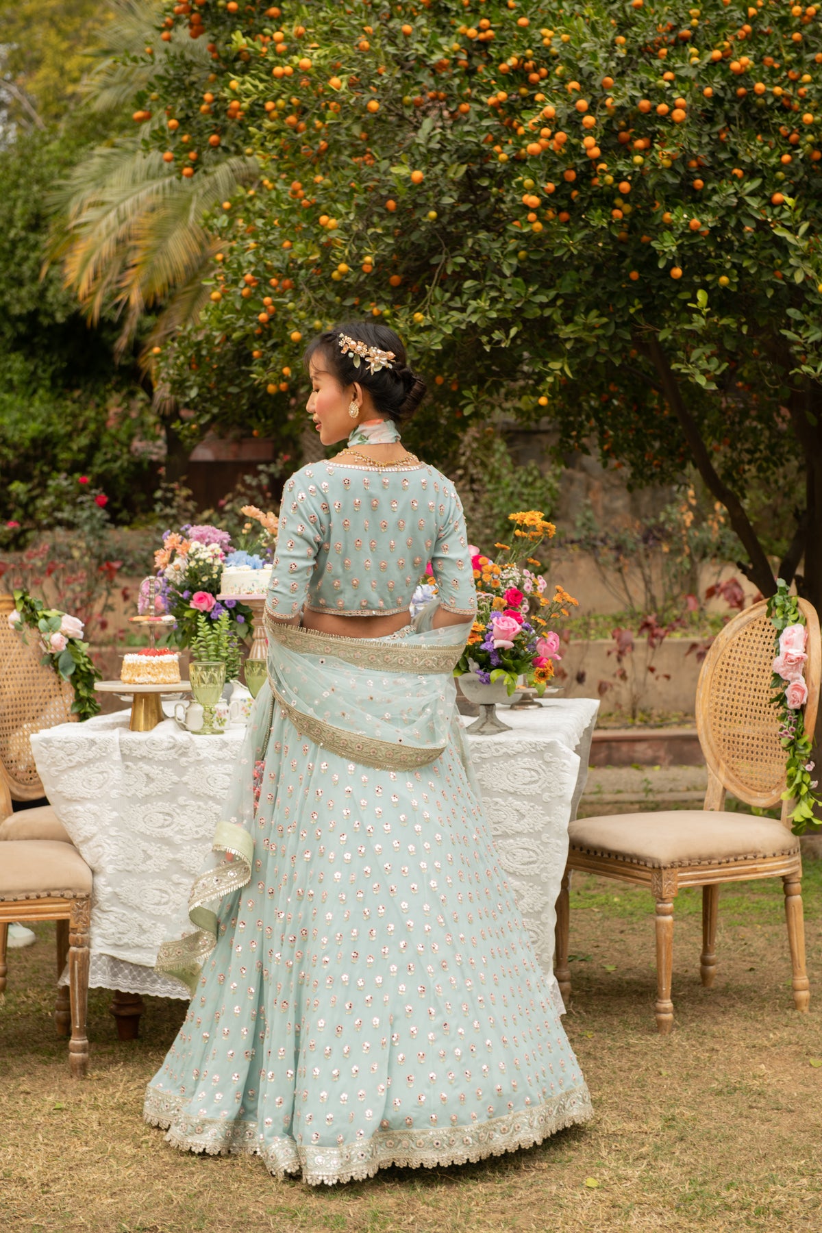 Blue Citrus Mirror Lehenga