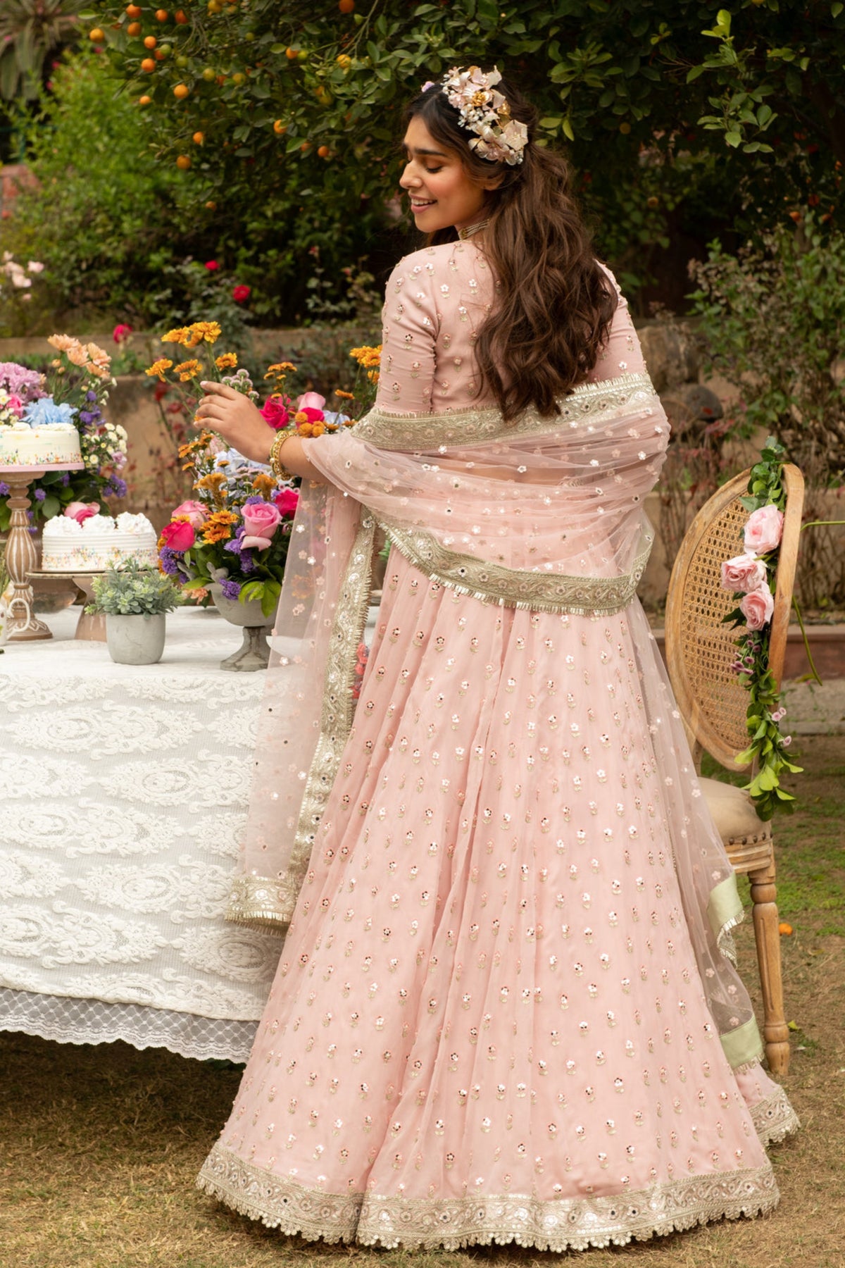 Pink Citrus Rose Mirror Lehenga