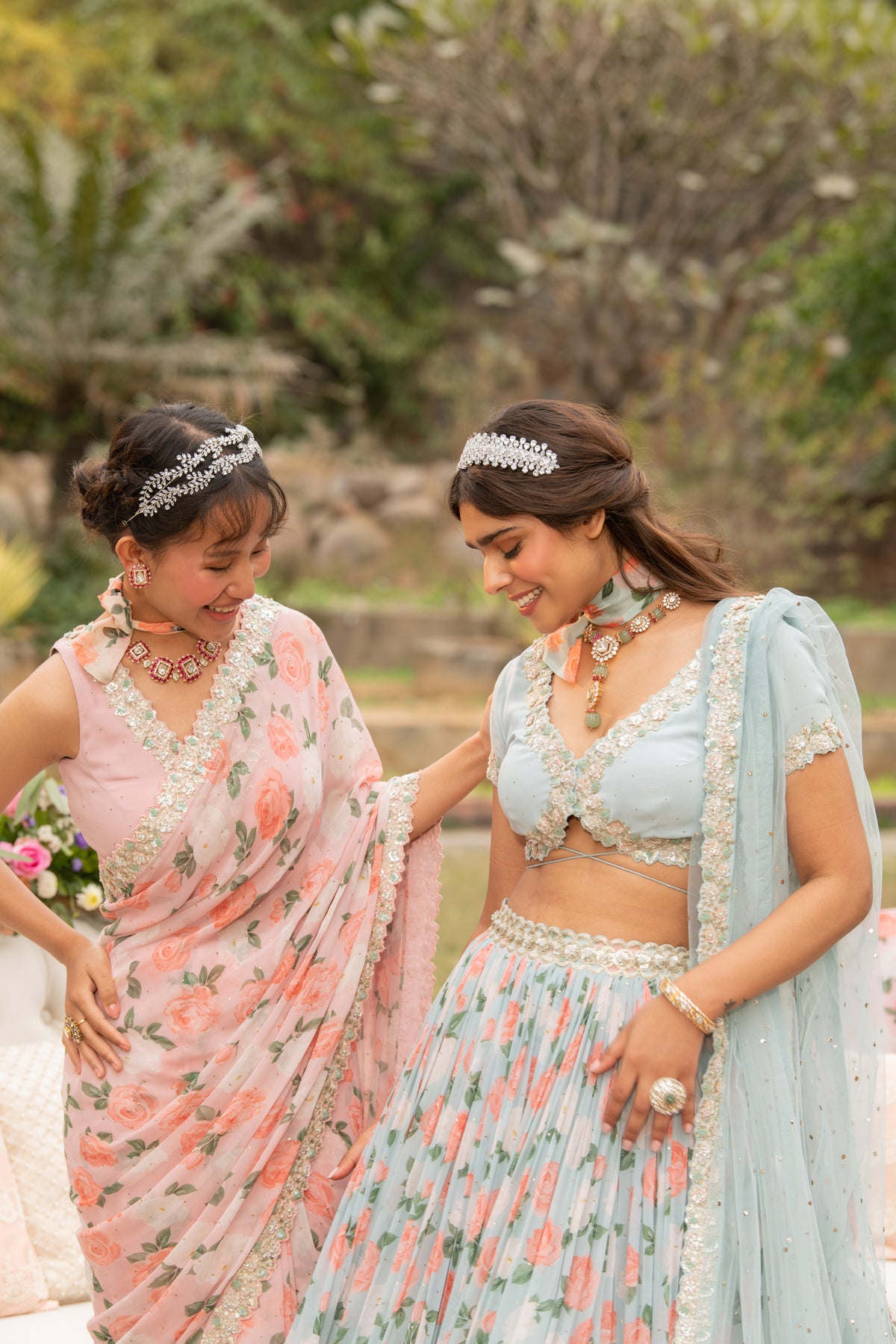 Pink Citrus Rose Sequin Saree