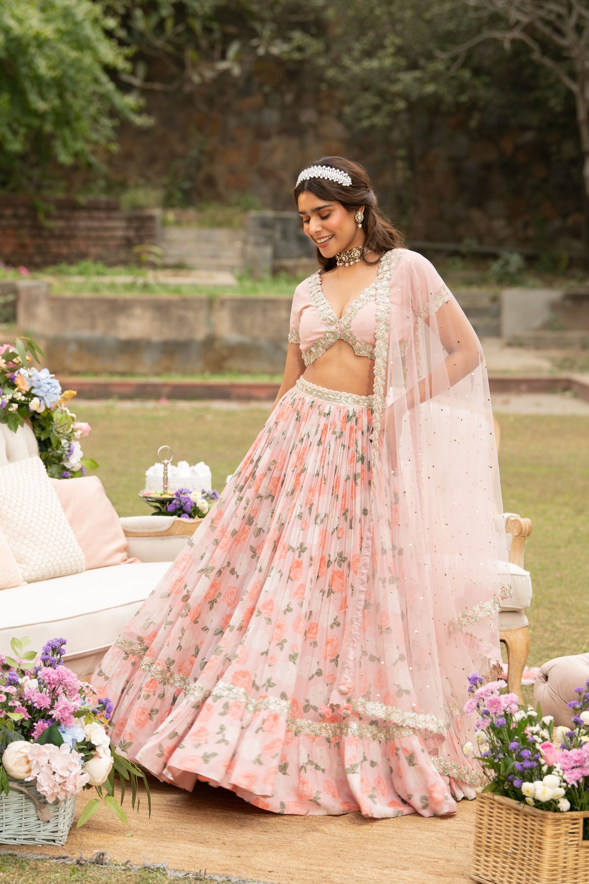 Pink Citrus Rose Lehenga