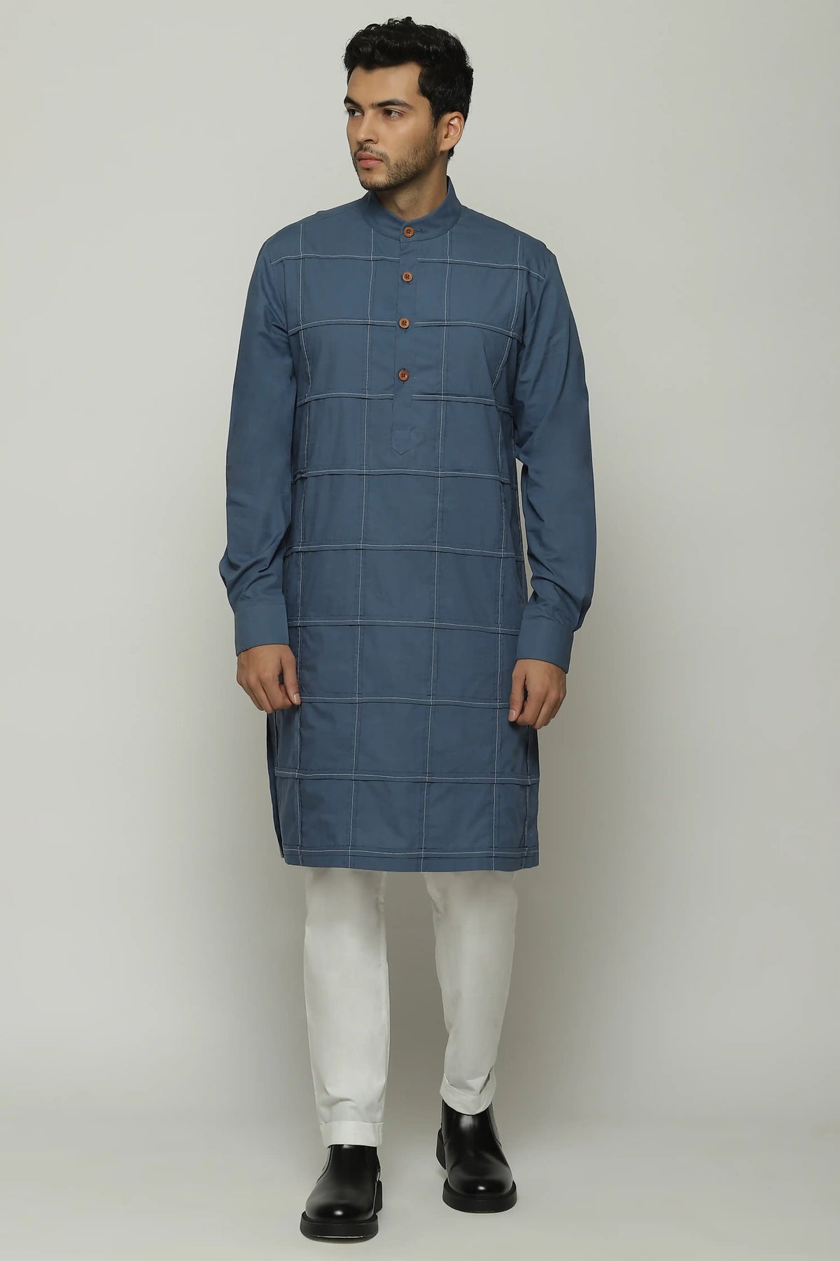 Pleated Checks Long Kurta