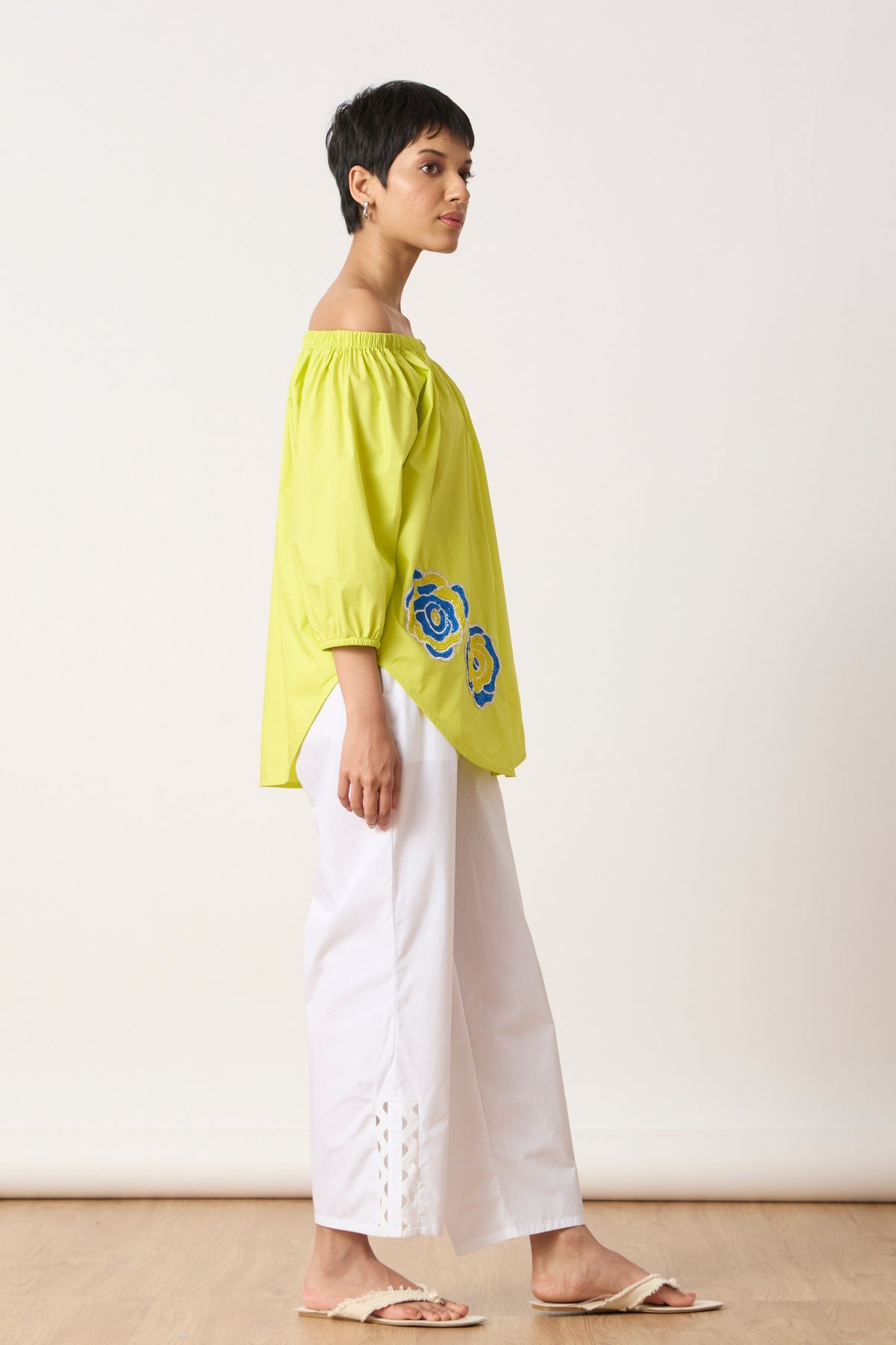 Phoebe Applique Sulphur Lime Shirt