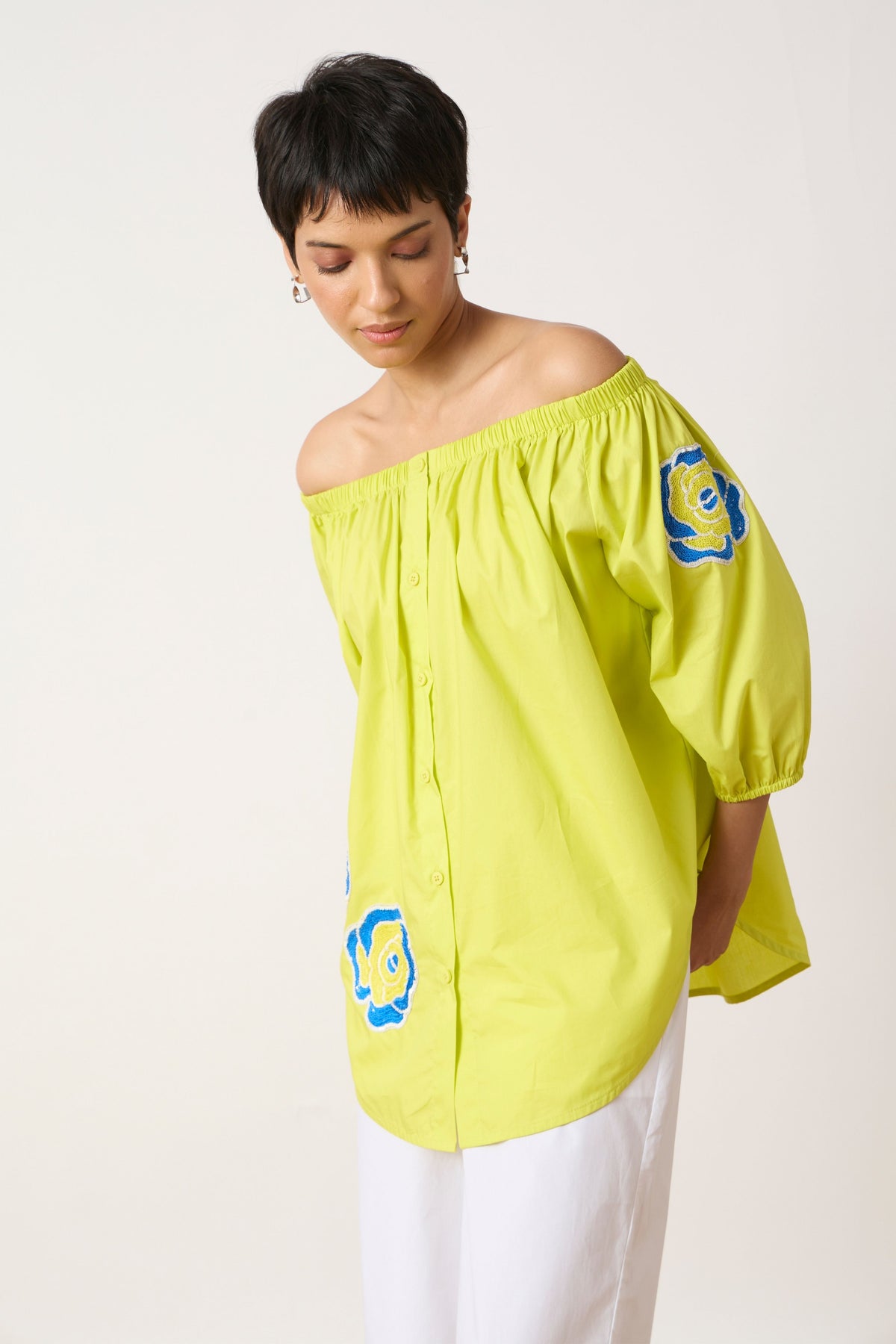 Phoebe Applique Sulphur Lime Shirt