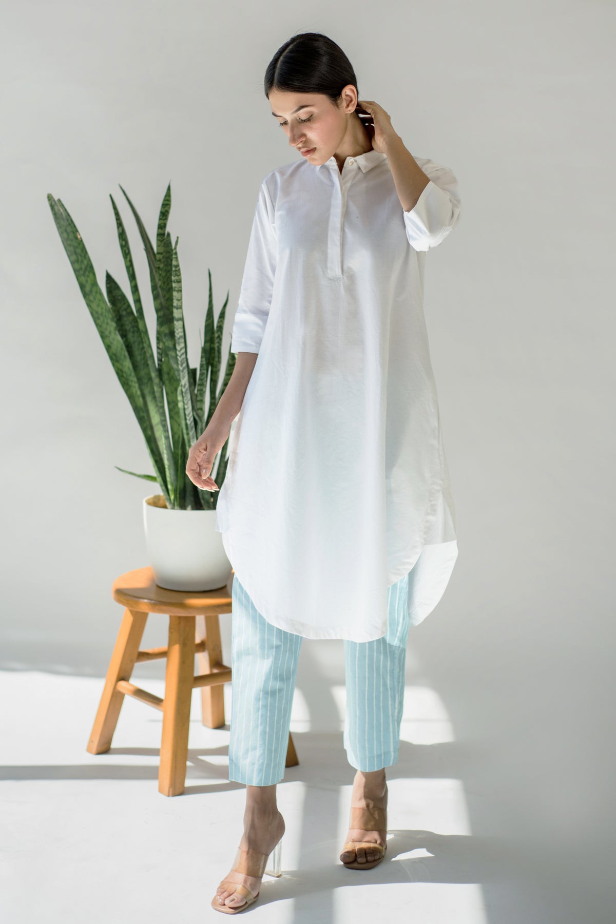 White Tunic With Blue Pant