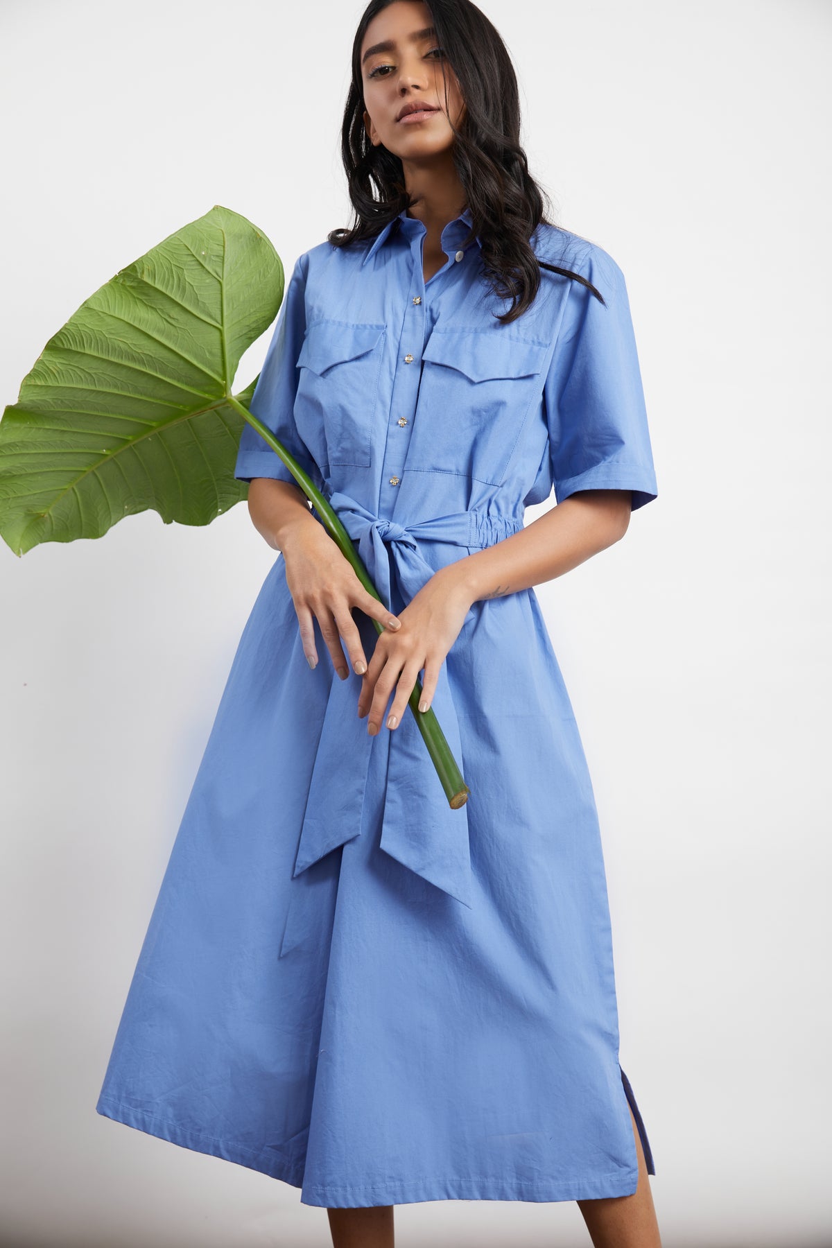 Blue equatorial tie jumpsuit