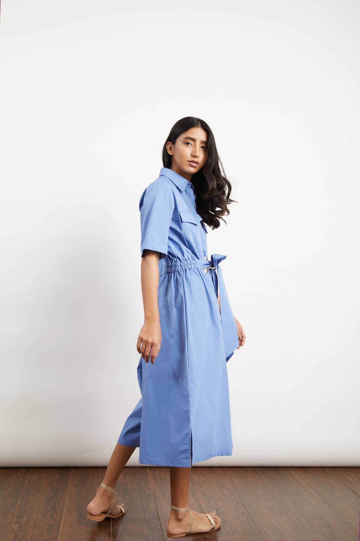 Blue equatorial tie jumpsuit