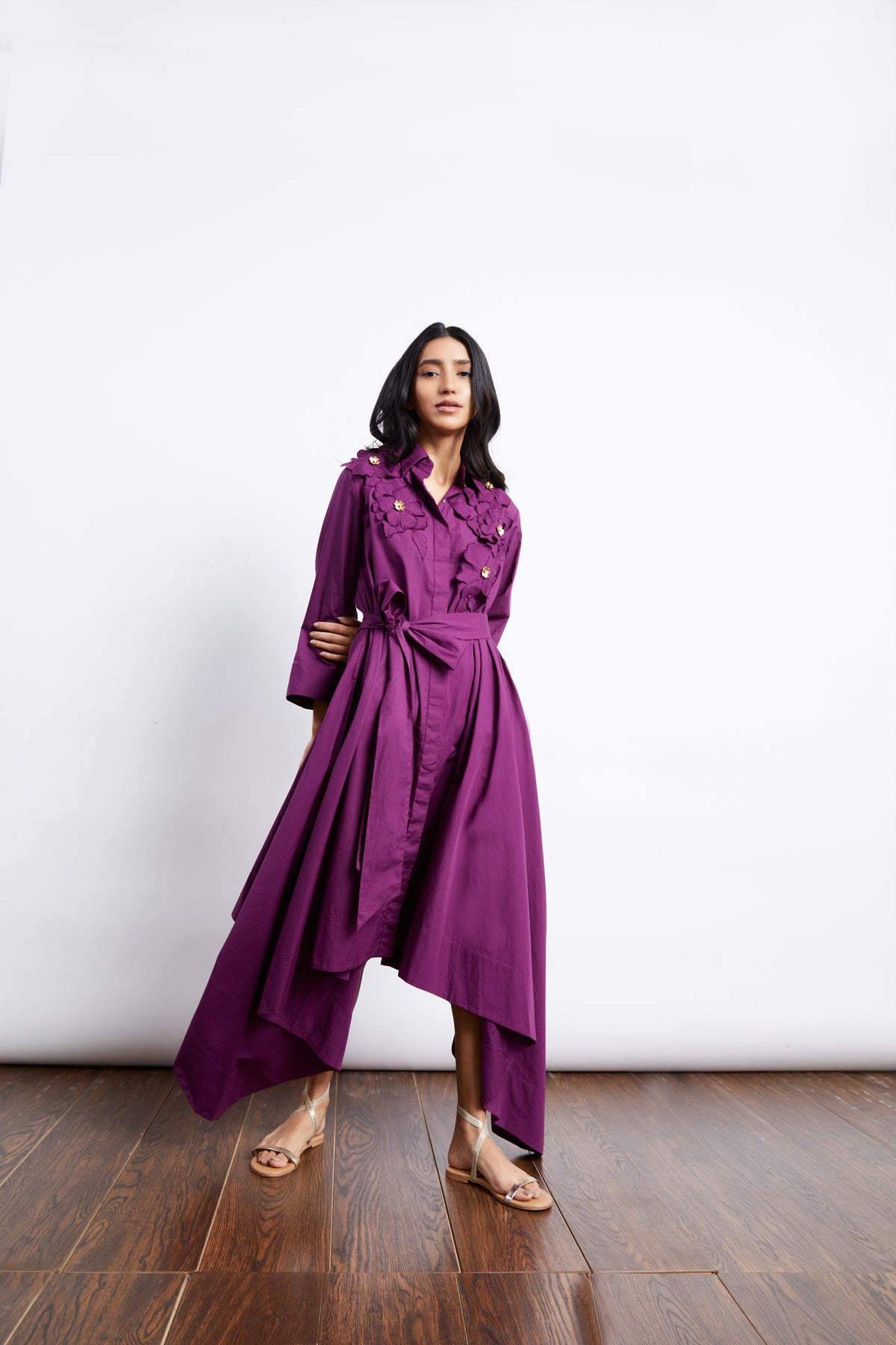 Magenta summer cape dress