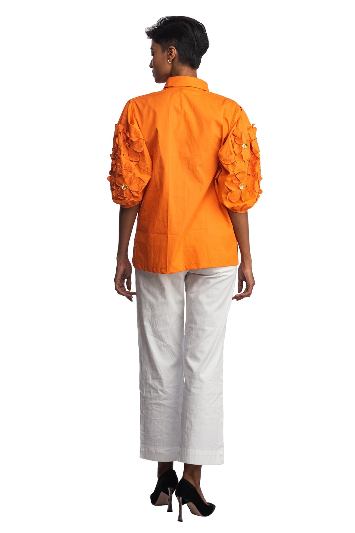 Orange botanical balloon shirt