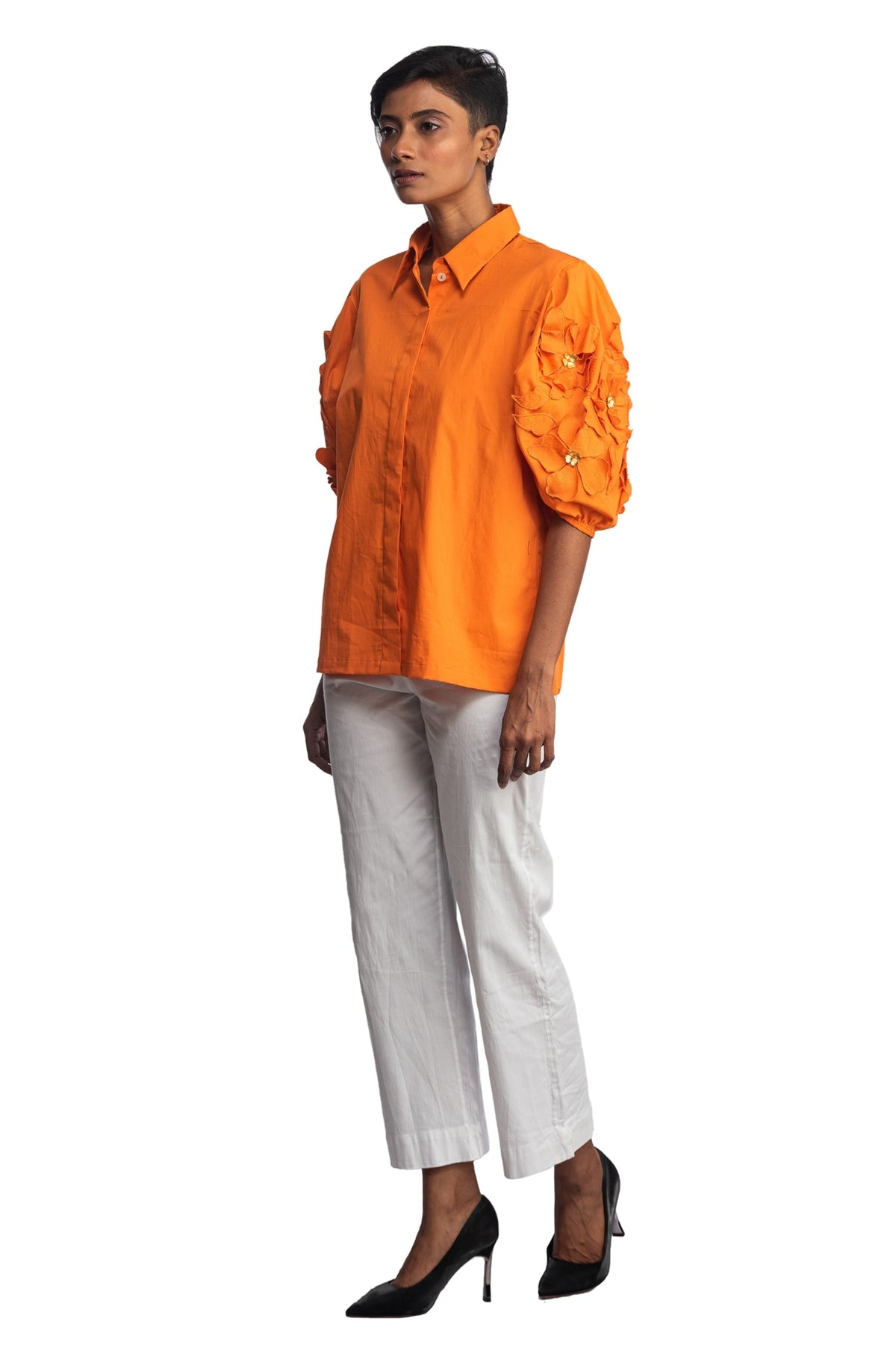 Orange botanical balloon shirt