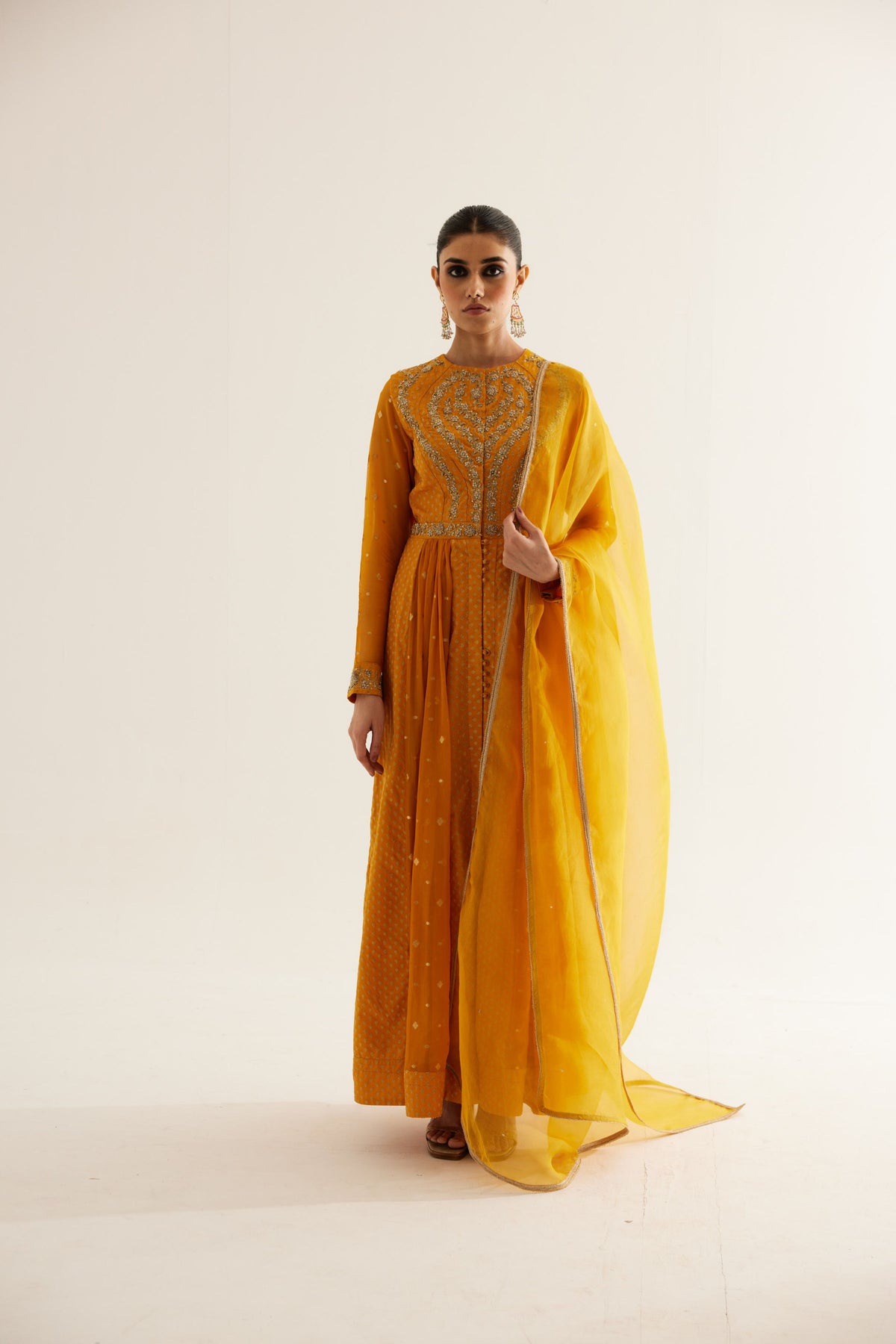 Mustard Anarkali Set