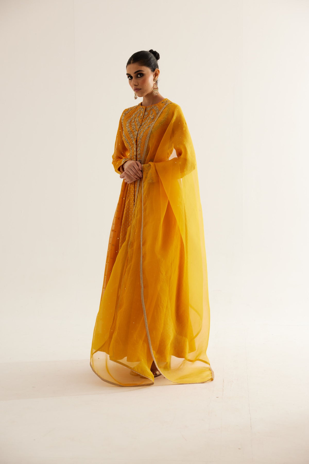 Mustard Anarkali Set