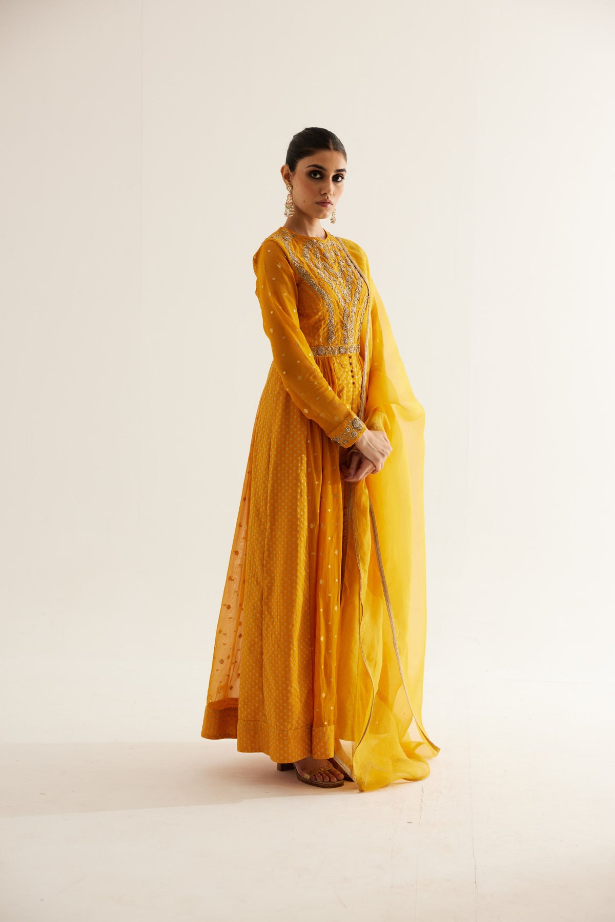 Mustard Anarkali Set