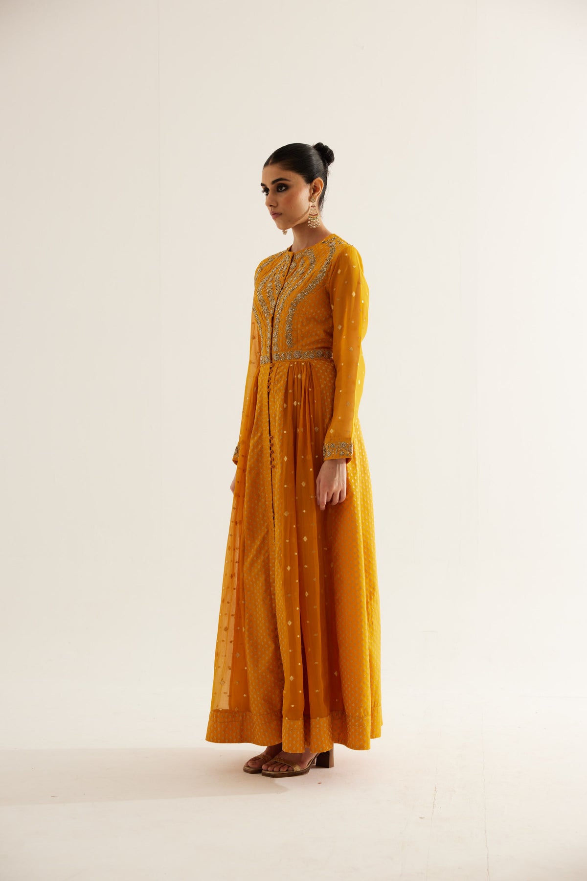 Mustard Anarkali Set