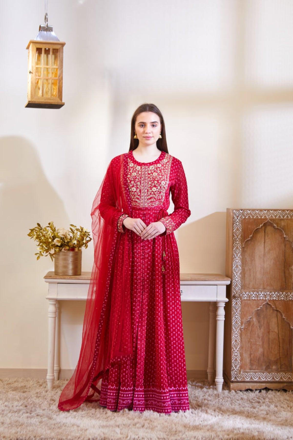 Maroon anarkali set