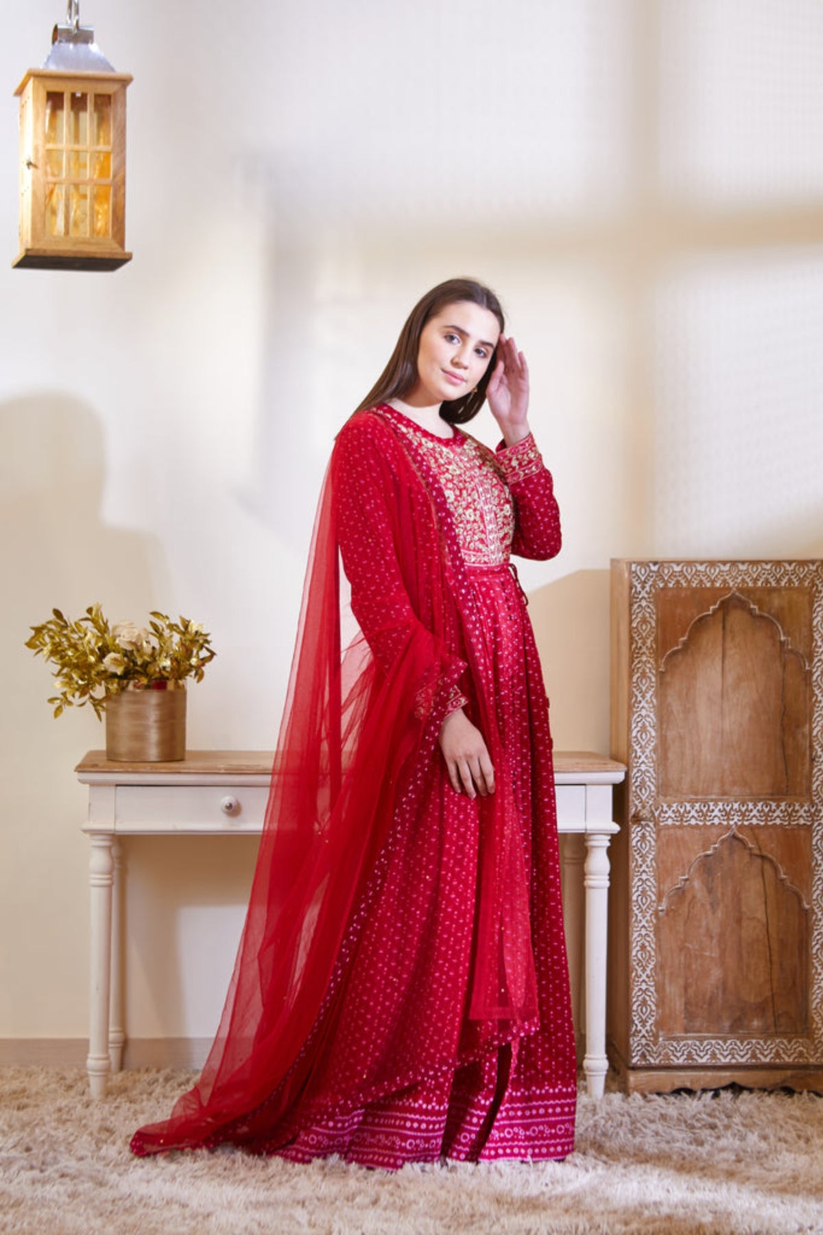 Maroon anarkali set