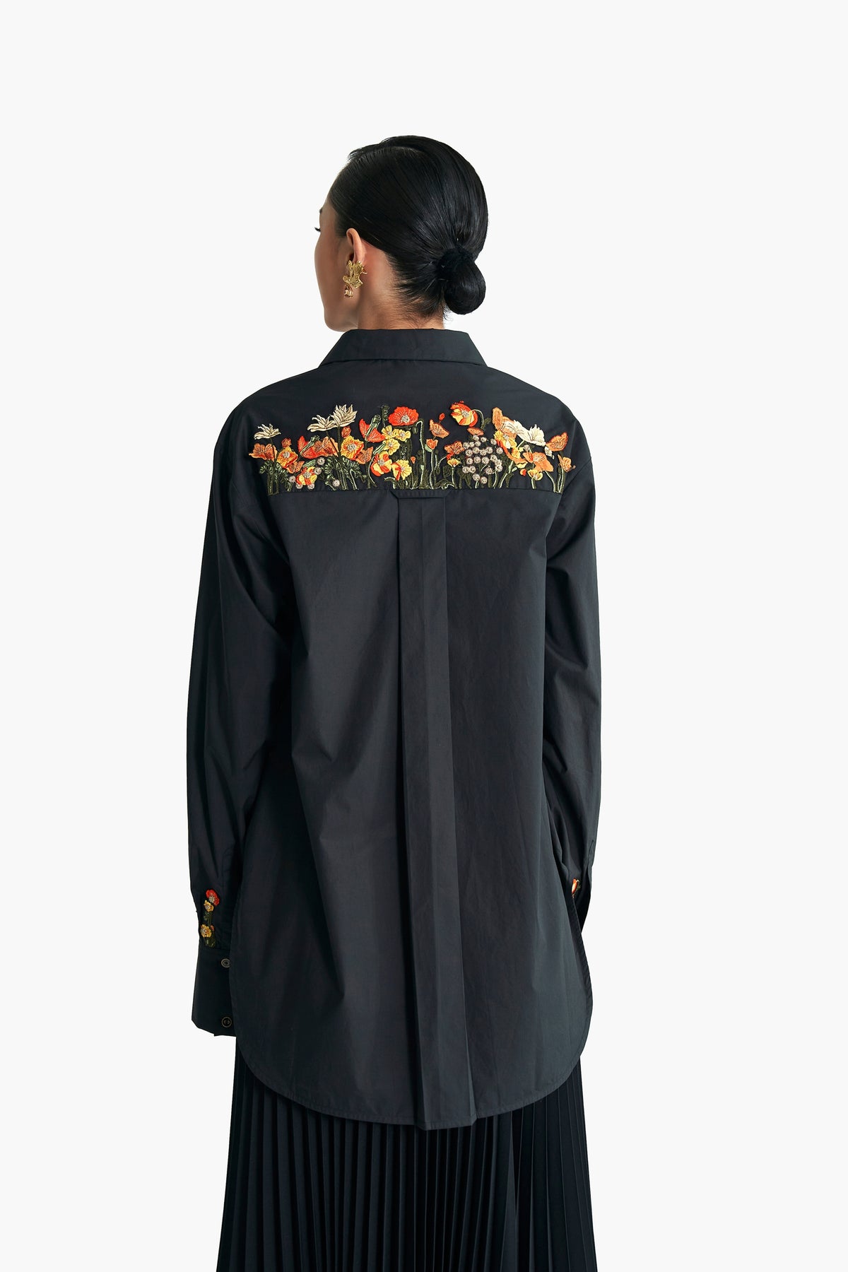 Carnation Embroidered Oversized Shirt