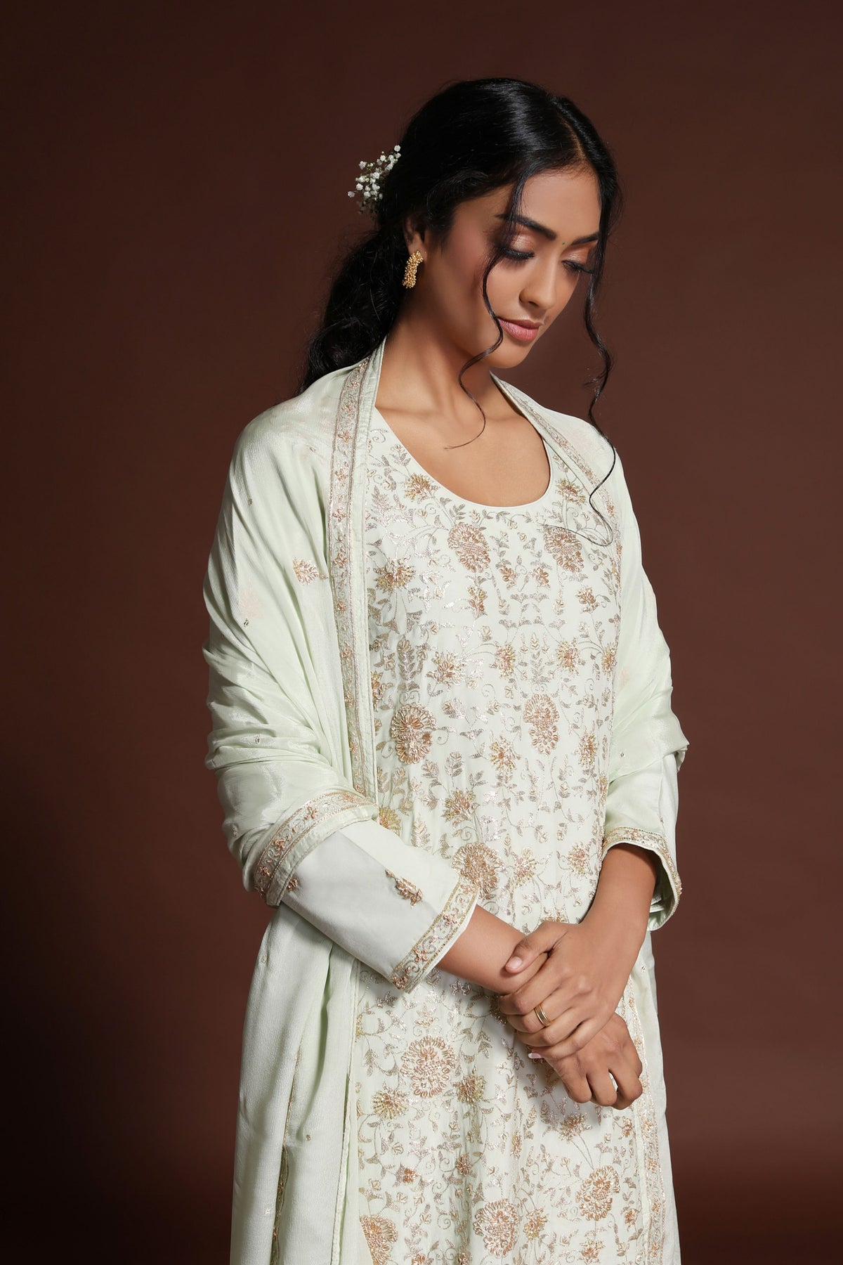 Pista green kurta set