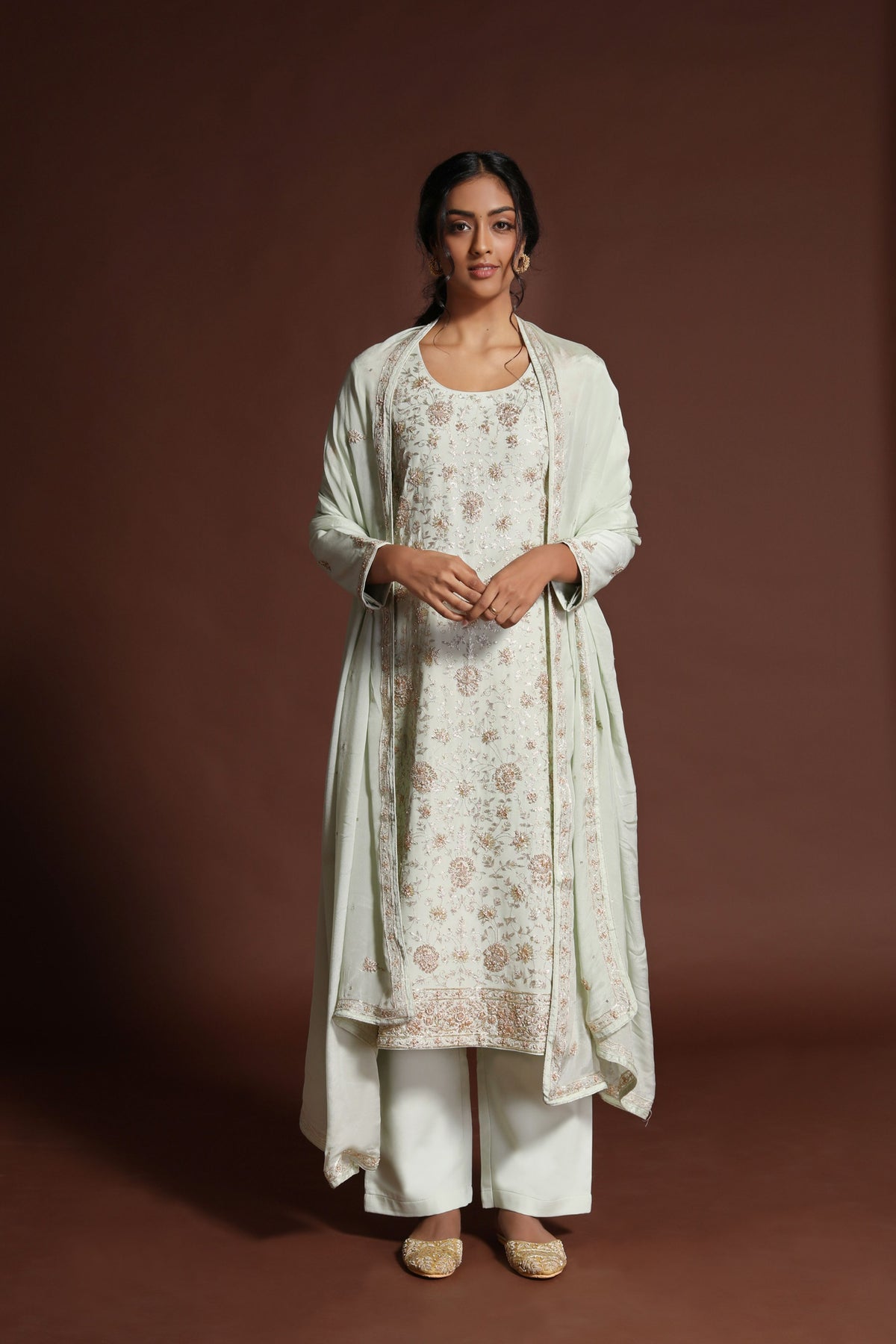 Pista green kurta set