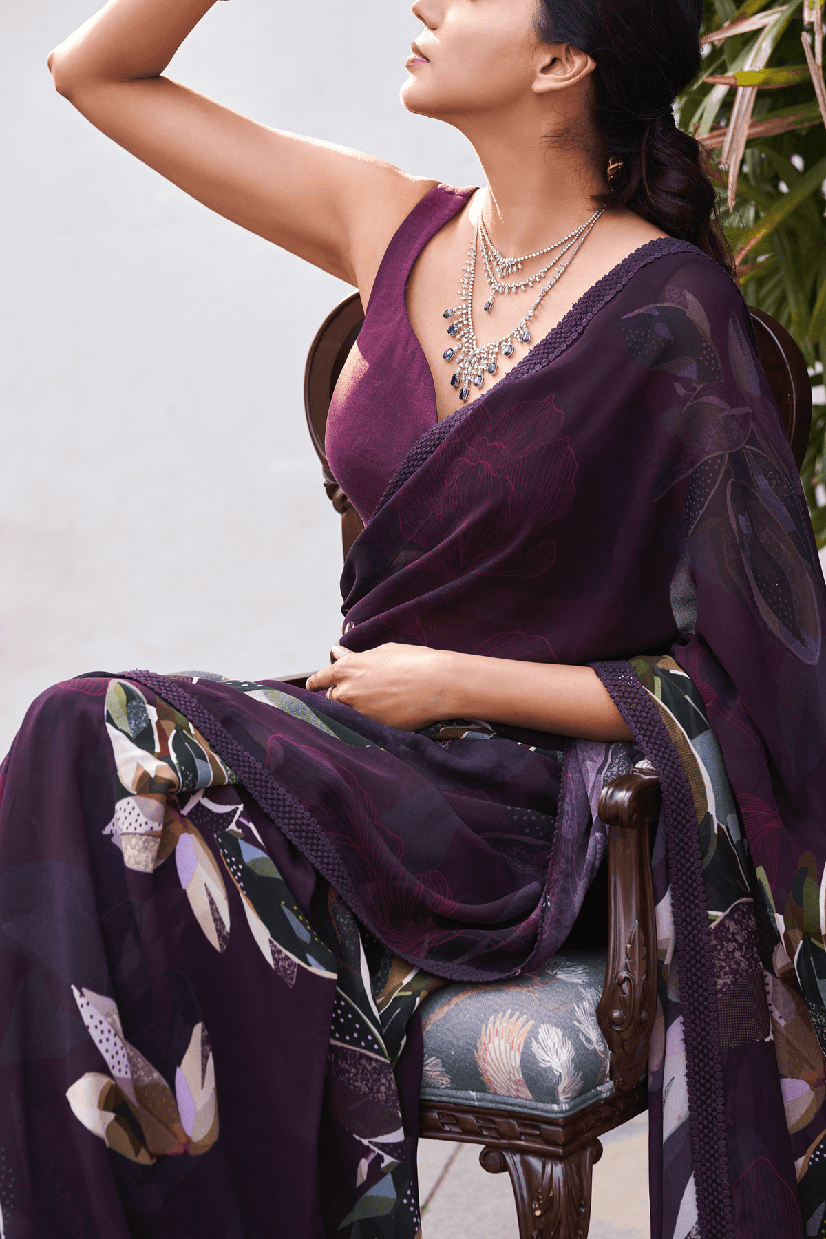 Botanical Leaf Saree Set