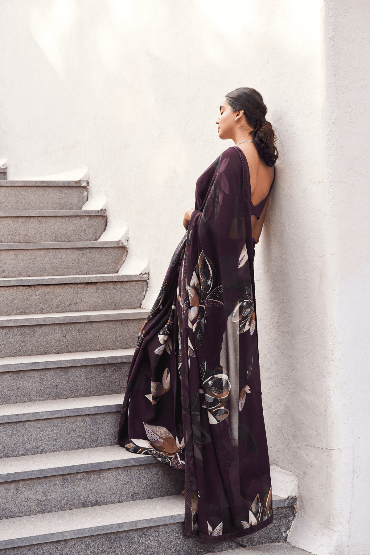 Botanical Leaf Saree Set