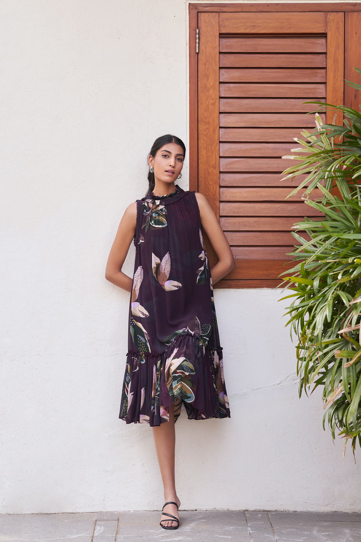 Botanical Leaf Tiered Dress