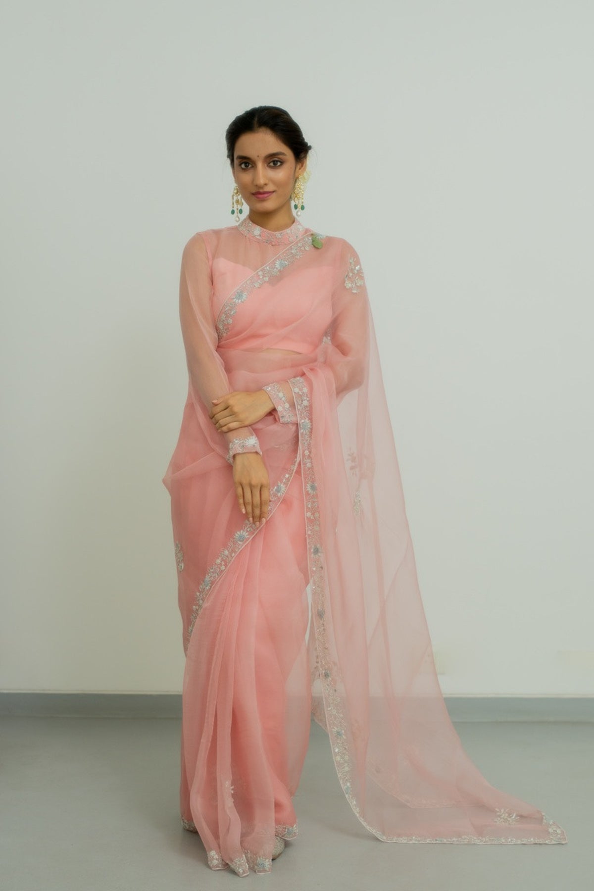 Ceiline Blush Pink Saree Set