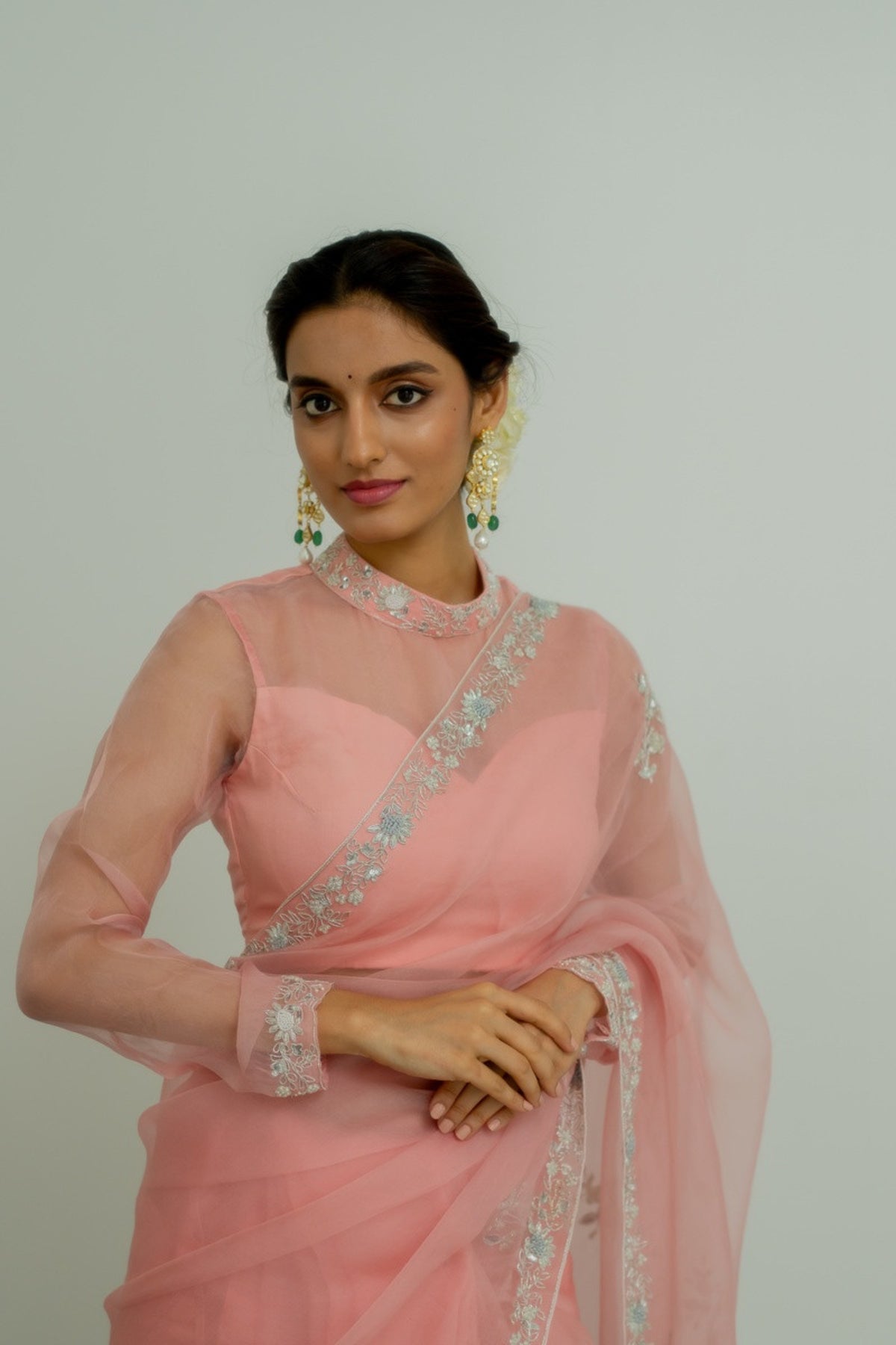 Ceiline Blush Pink Saree Set