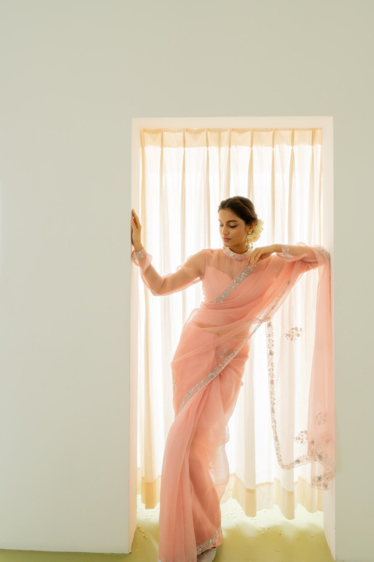 Ceiline Blush Pink Saree Set