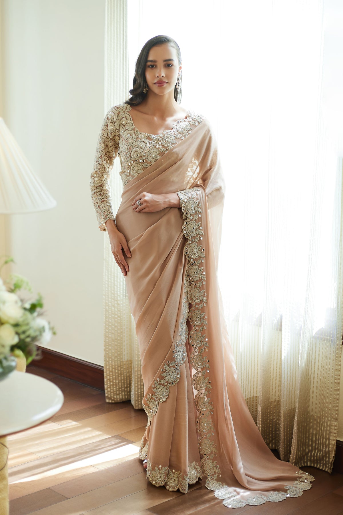 Pink Scallop Garden Party Saree