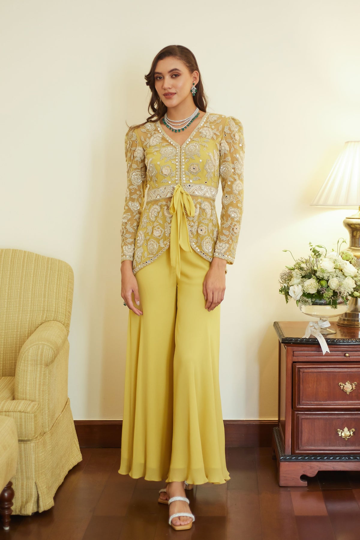 Yellow Garden Party Jacket Set