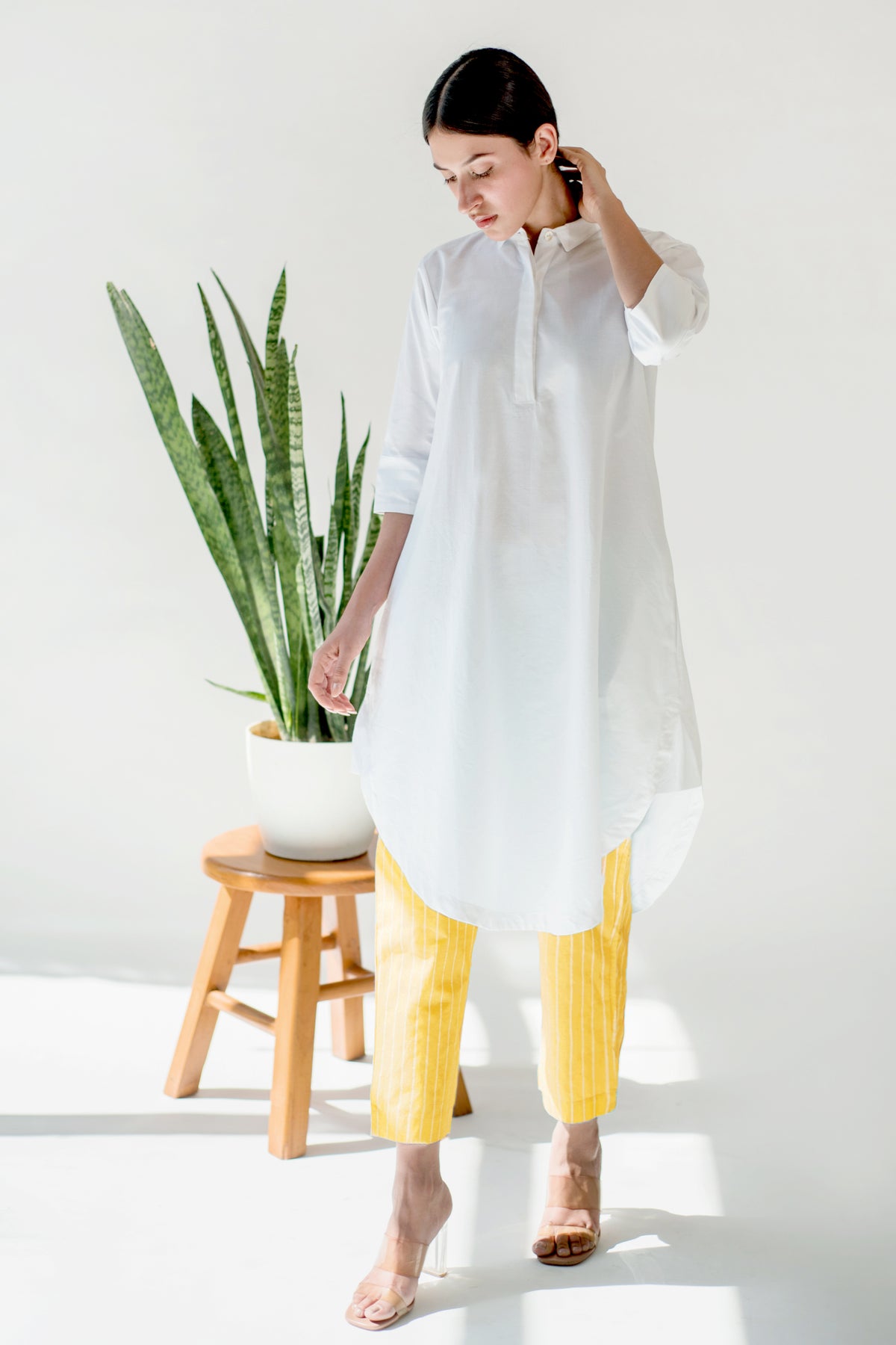 White Tunic With Yellow Pant