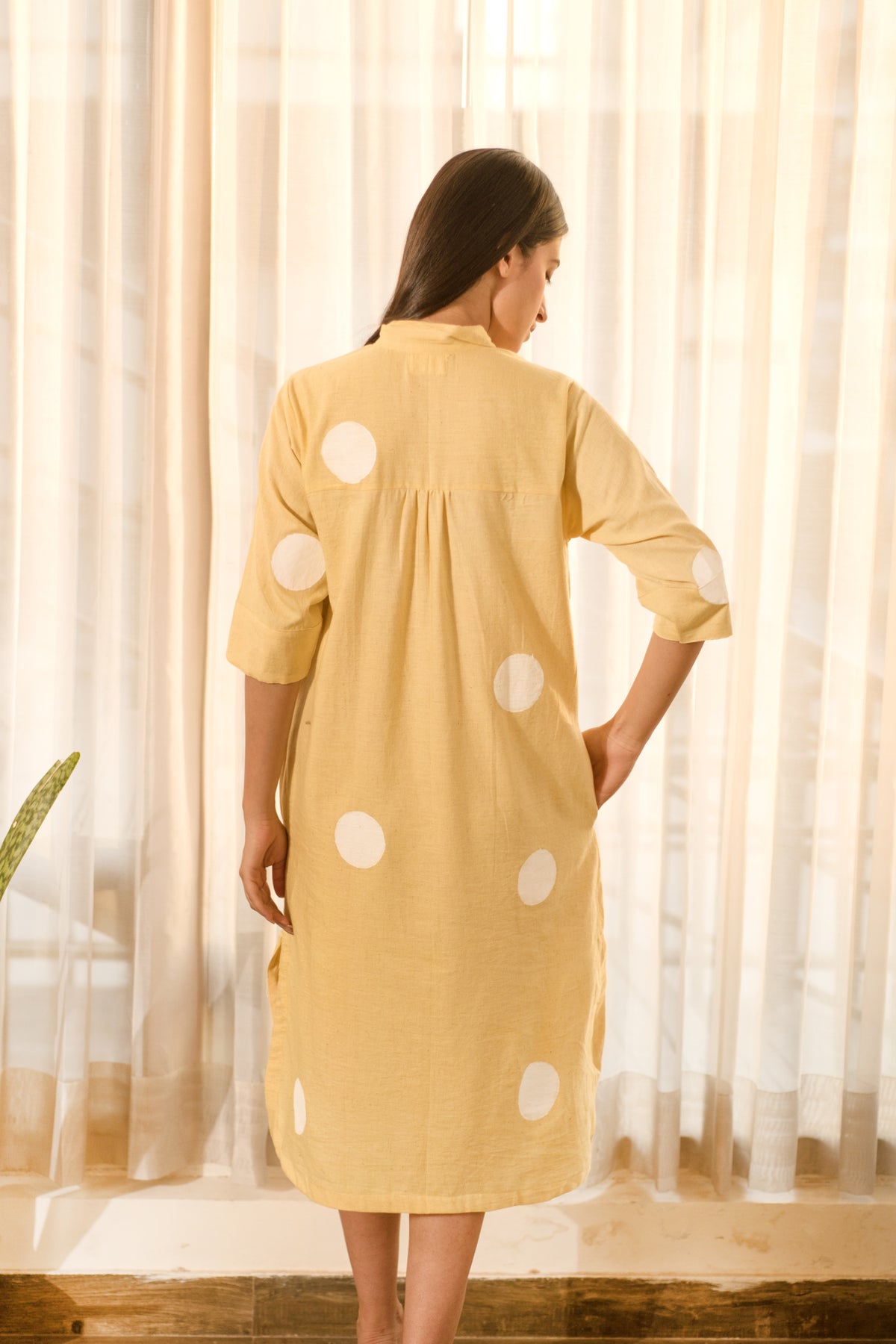 Yellow Polka Shirt Dress