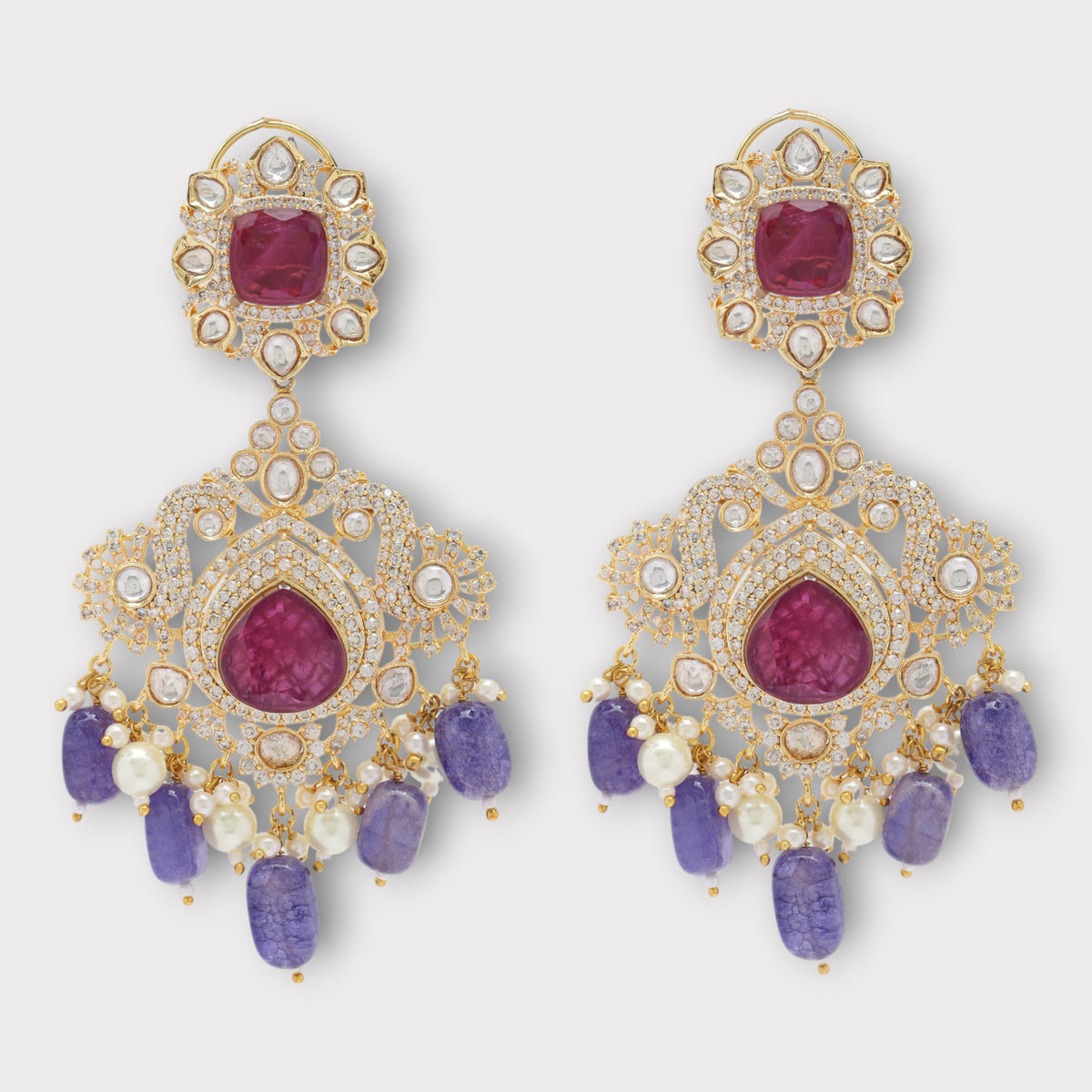 Luxuriously Polki Dangler Earrings