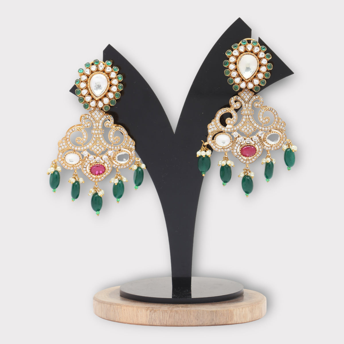 Kundan Polki Dangler Earrings