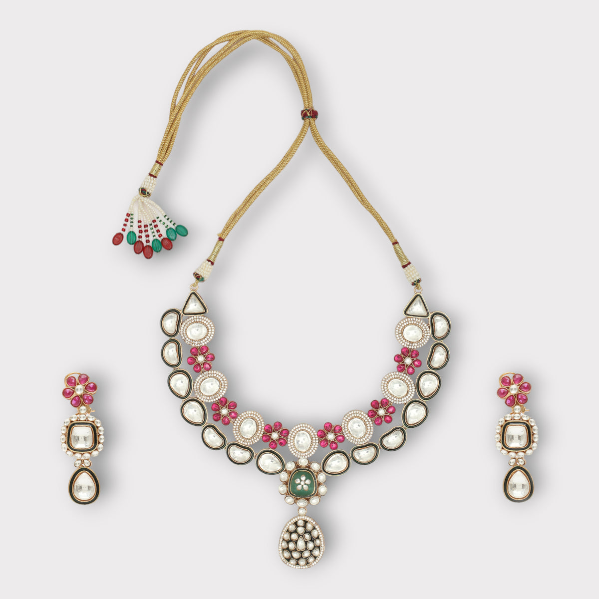 Polki &amp; Beaded Necklace Set