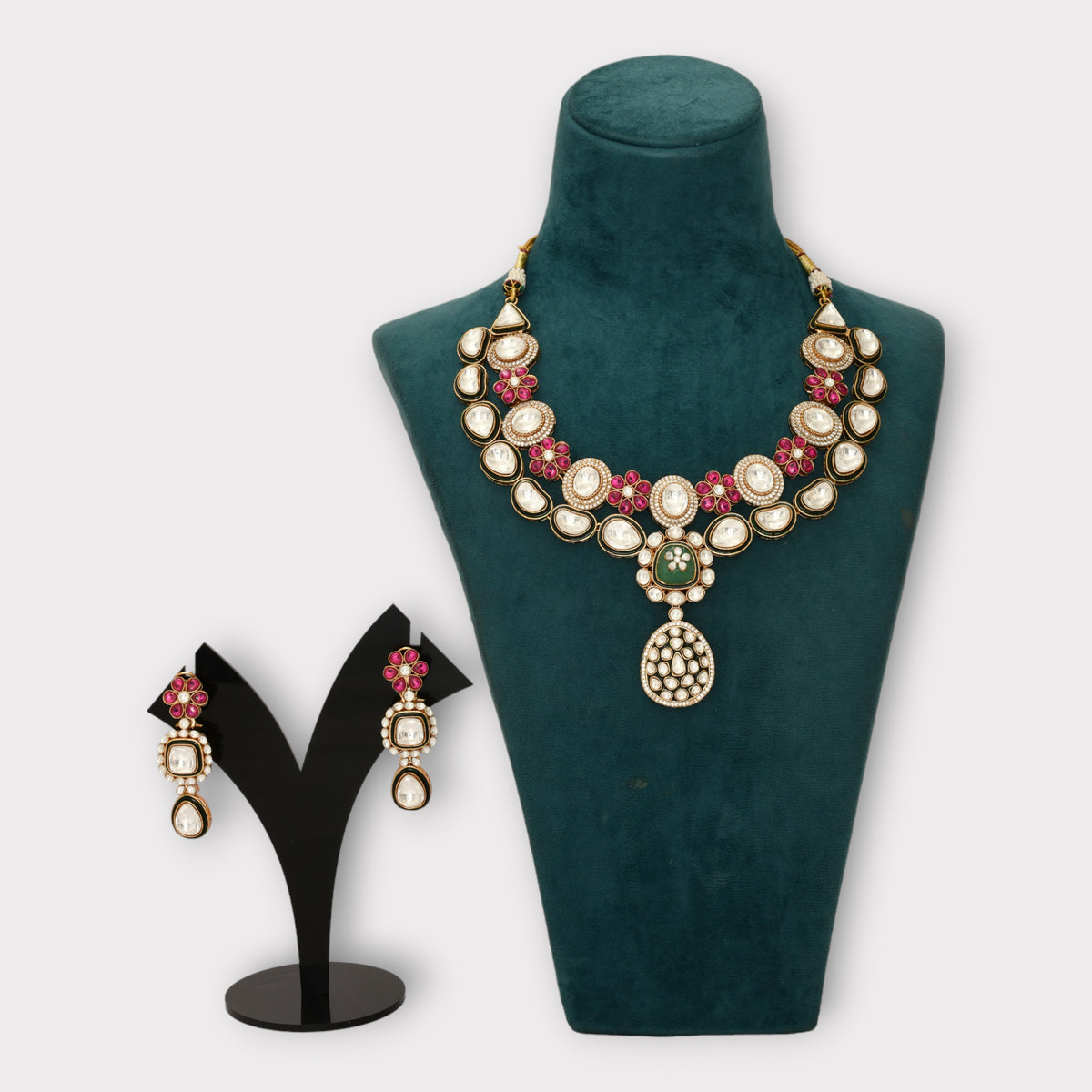 Polki &amp; Beaded Necklace Set